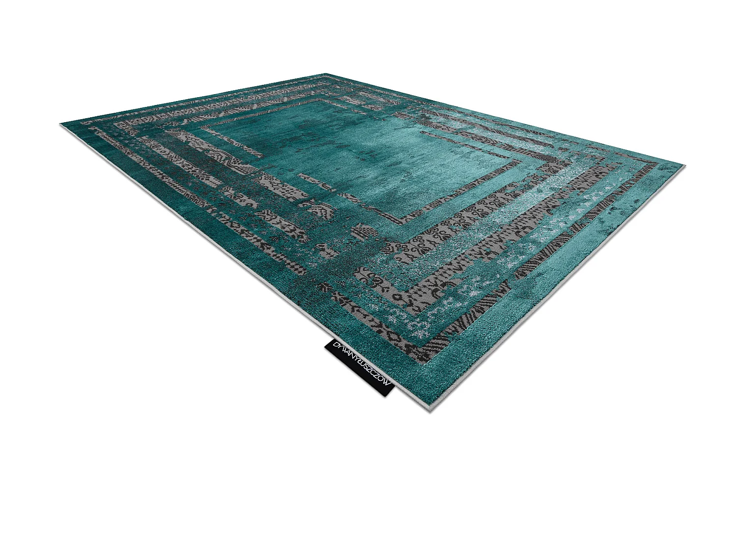 Tapis DE LUXE moderne 1516 Cadre vintage - Structural vert / anthracit 140x190 cm