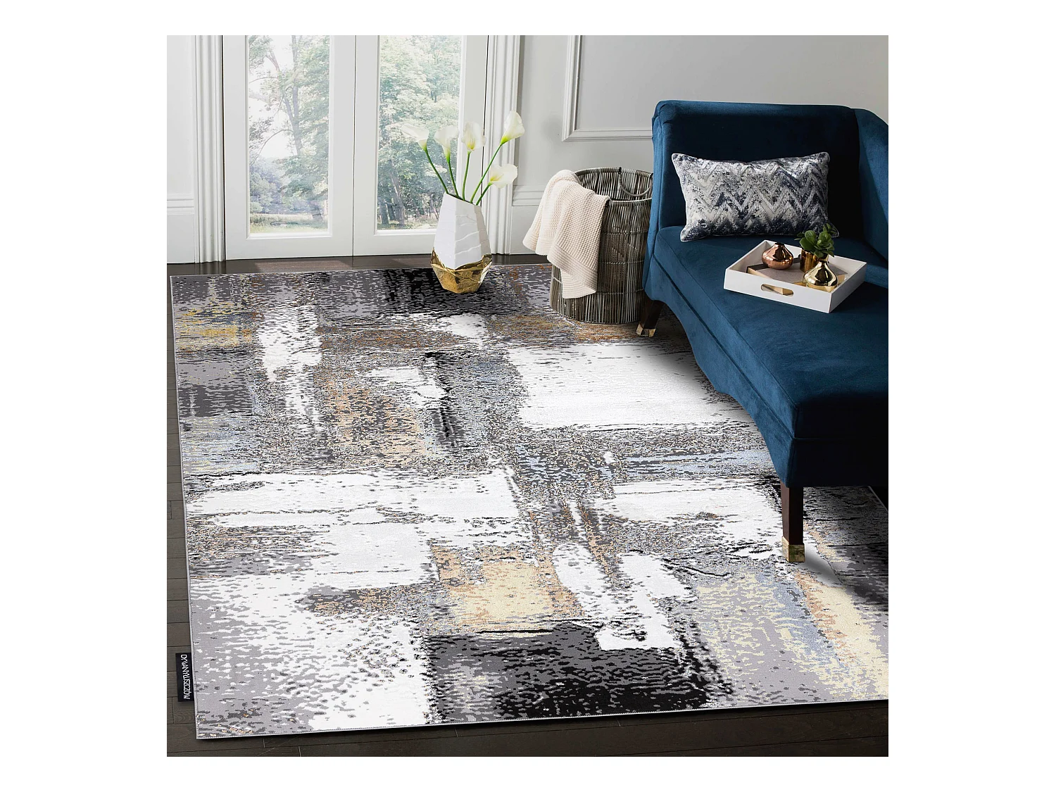 Tapis DE LUXE moderne 633 Abstraction - Structural crème / or 200x290 cm