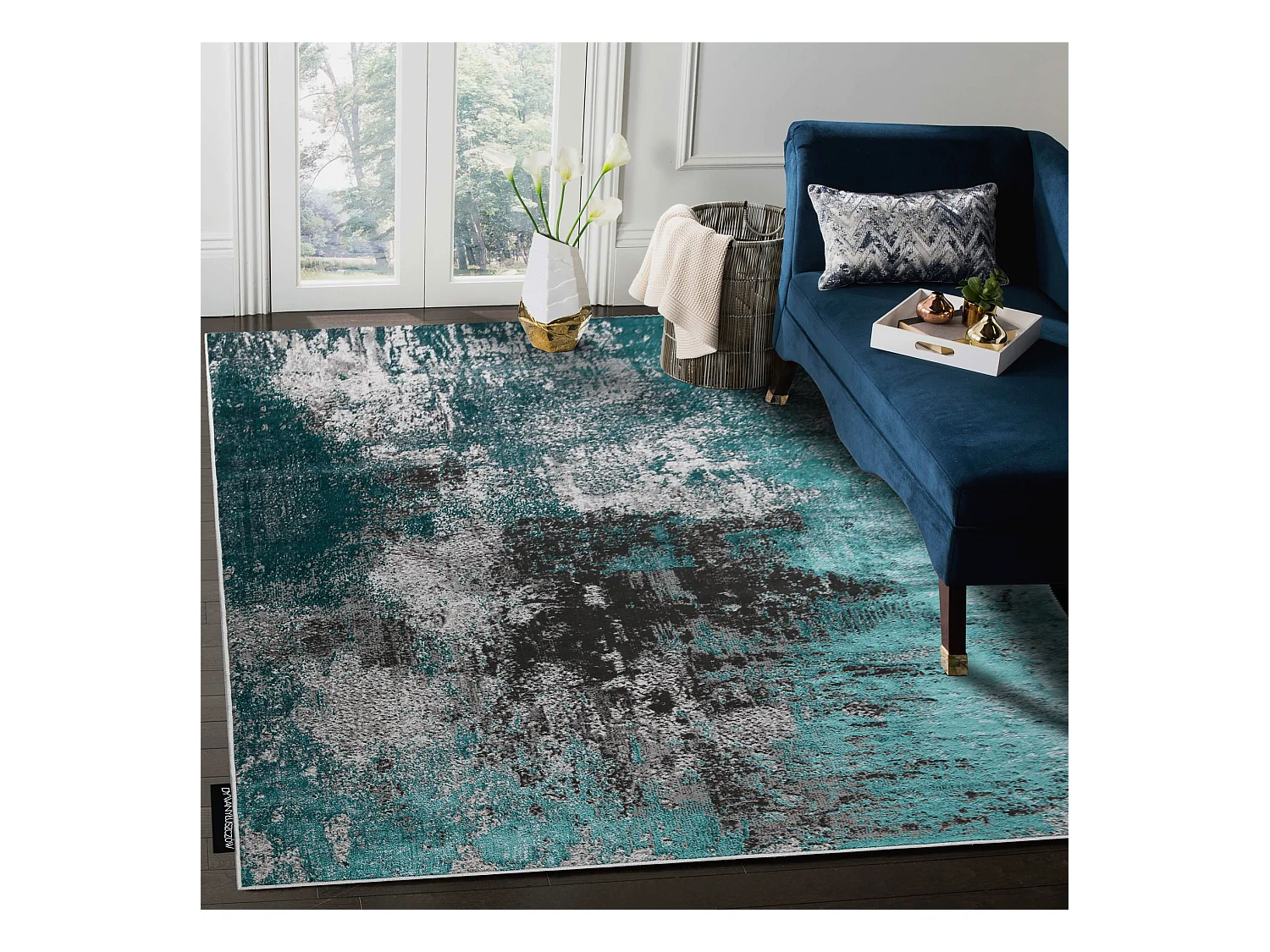 Modern DELUXE tapijt 570 vintage - structuurgroen / antraciet  200x290 cm