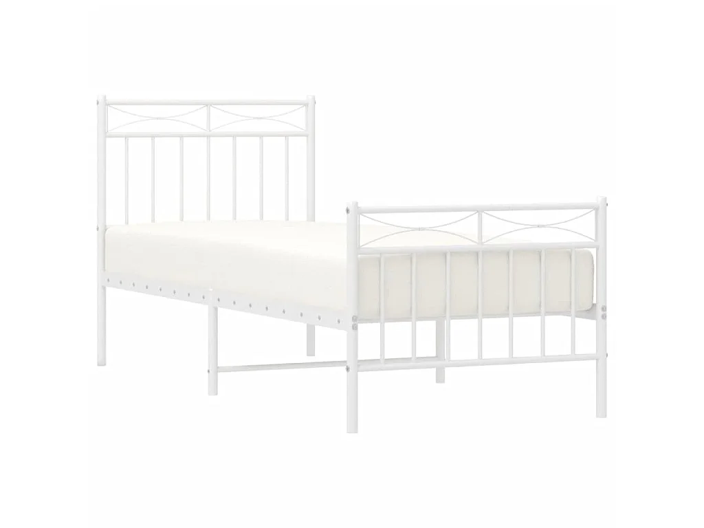 Bedframe met hoofd- en voeteneinde metaal wit 75x190 cm NL36927