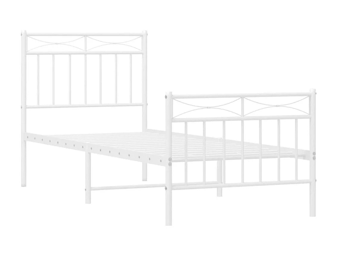 Bedframe met hoofd- en voeteneinde metaal wit 75x190 cm NL36927