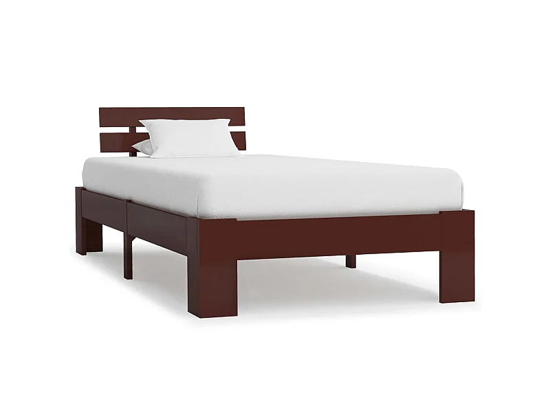 Cama 90x200 cm madera maciza pino marrón oscuro ES49375