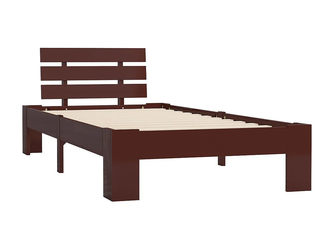 Lit-90x200 cm Marron foncéé Bois de pin massif EGGB92330