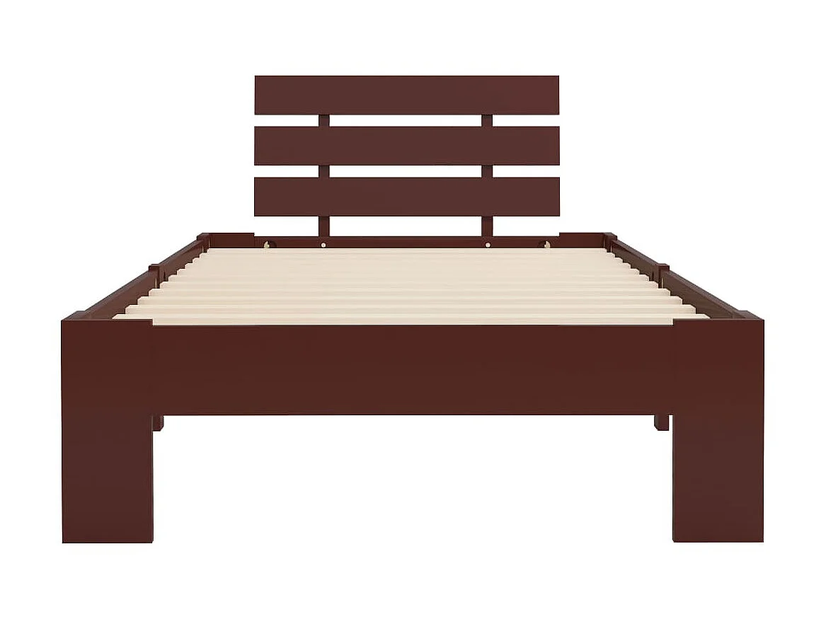 Lit-90x200 cm Marron foncéé Bois de pin massif EGGB92330