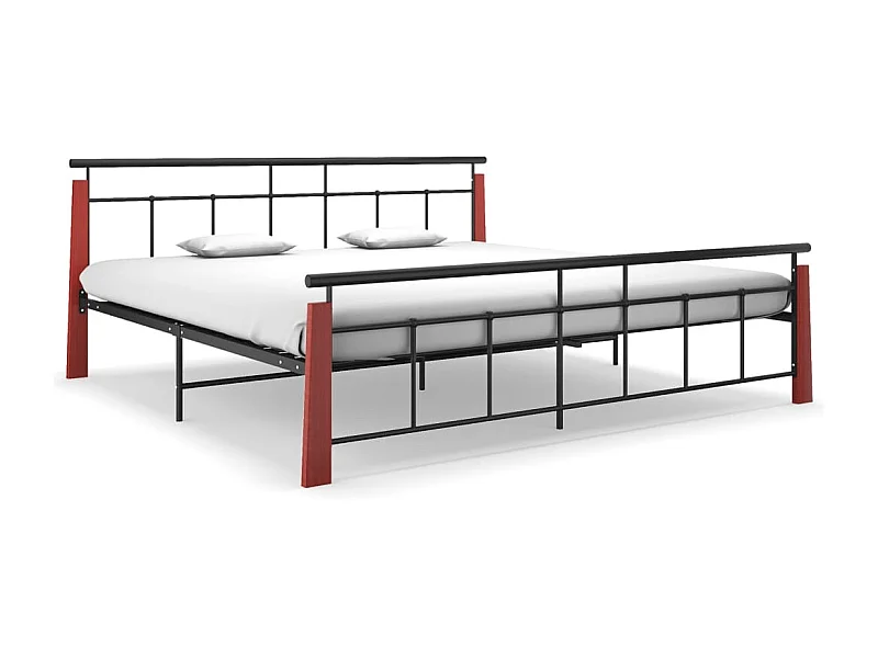 Bedframe metaal en massief eikenhout 200x200 cm NL73117