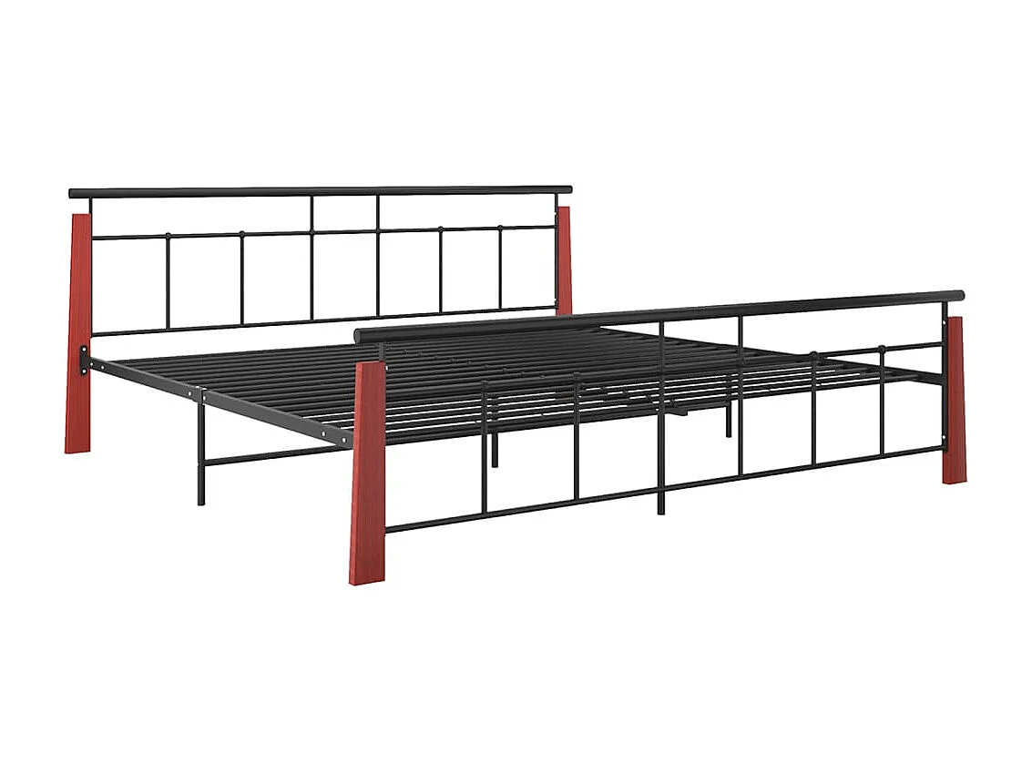 Bedframe metaal en massief eikenhout 200x200 cm NL73117