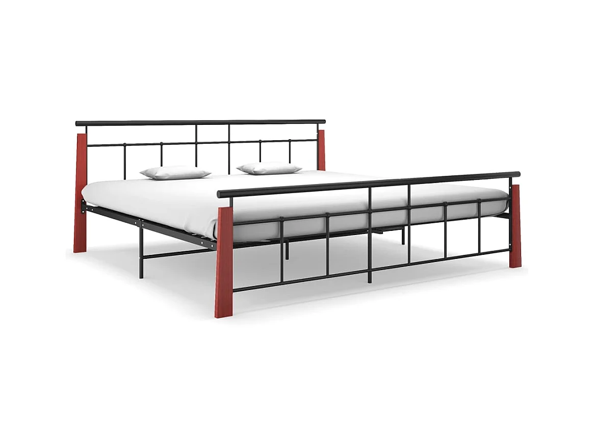 Lit-200x200 cm Métal et bois de chêne massif EGGB36897