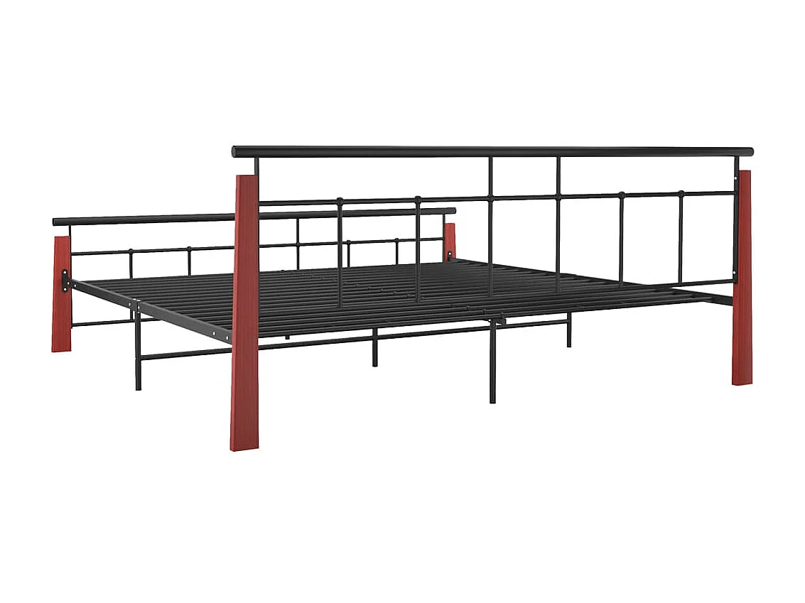 Lit-200x200 cm Métal et bois de chêne massif EGGB36897