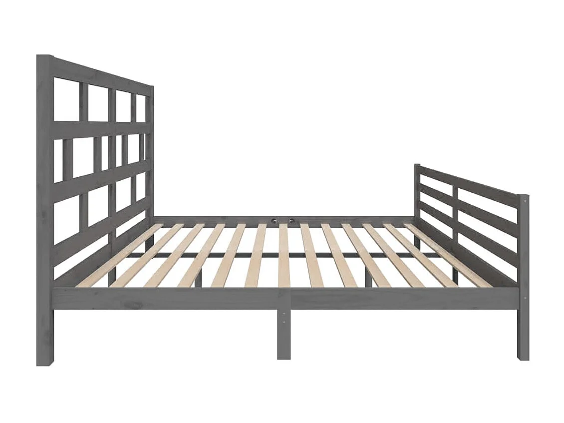 Lit-200x200 cm Gris Bois de pin massif EGGB15963