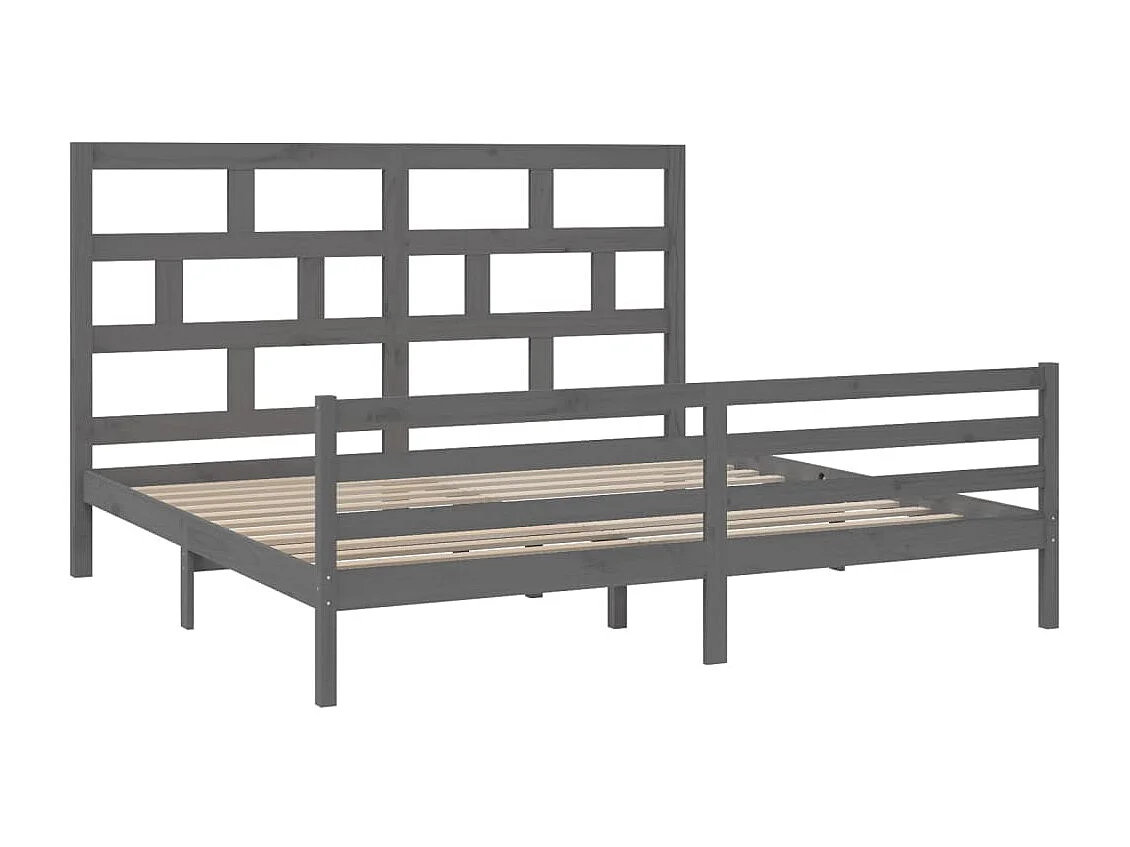 Bedframe massief grenenhout grijs 200x200 cm NL43768