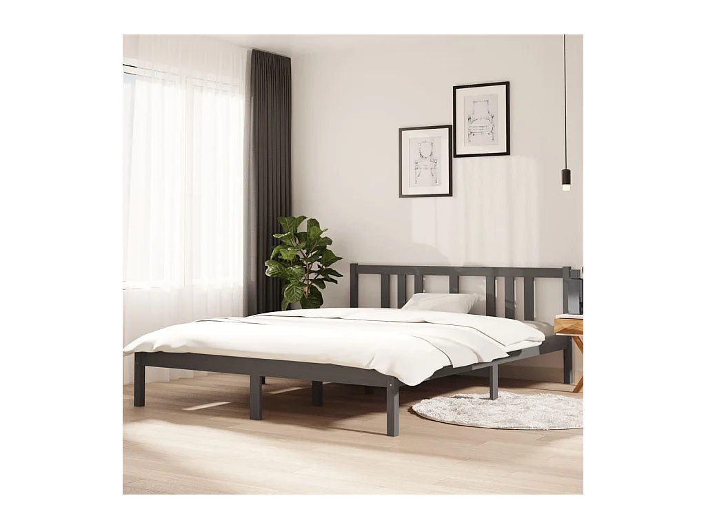 Bedframe massief hout grijs 150x200 cm NL16949