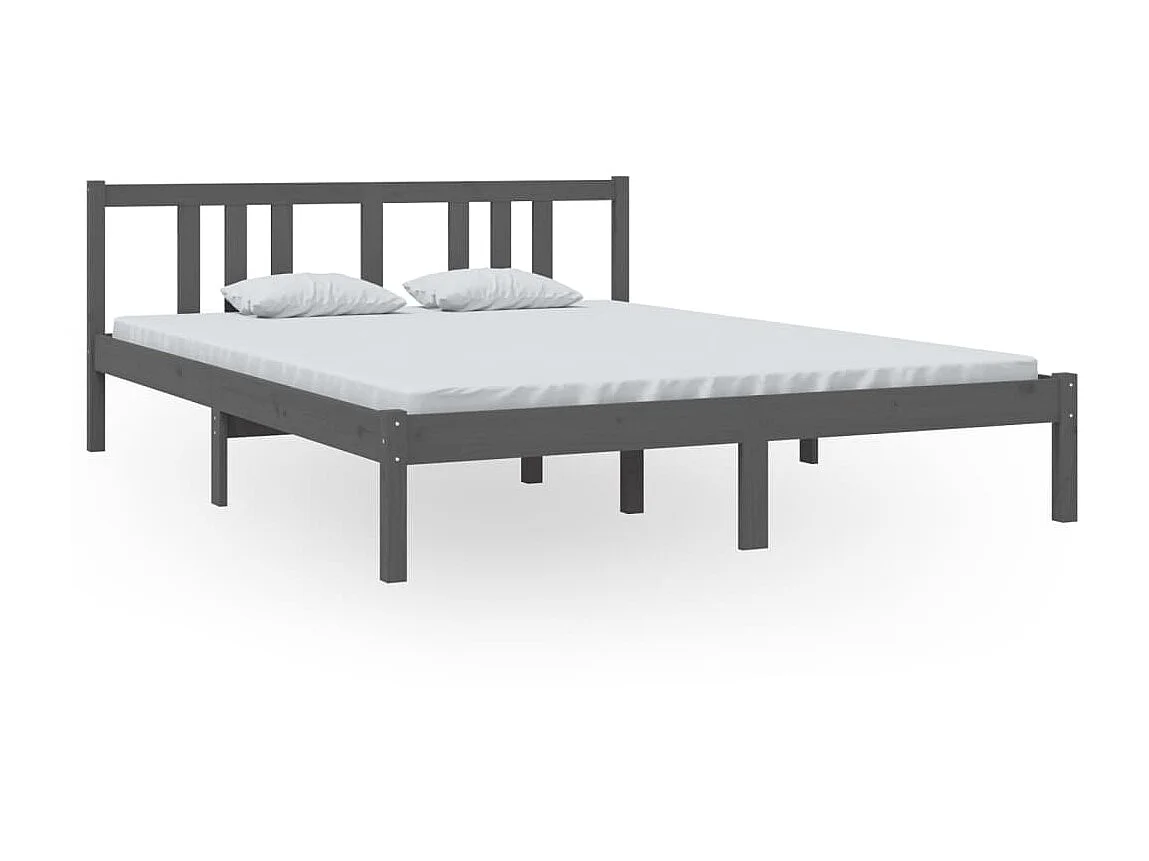 Lit-150x200 cm Gris Bois massif Très grand EGGB57077
