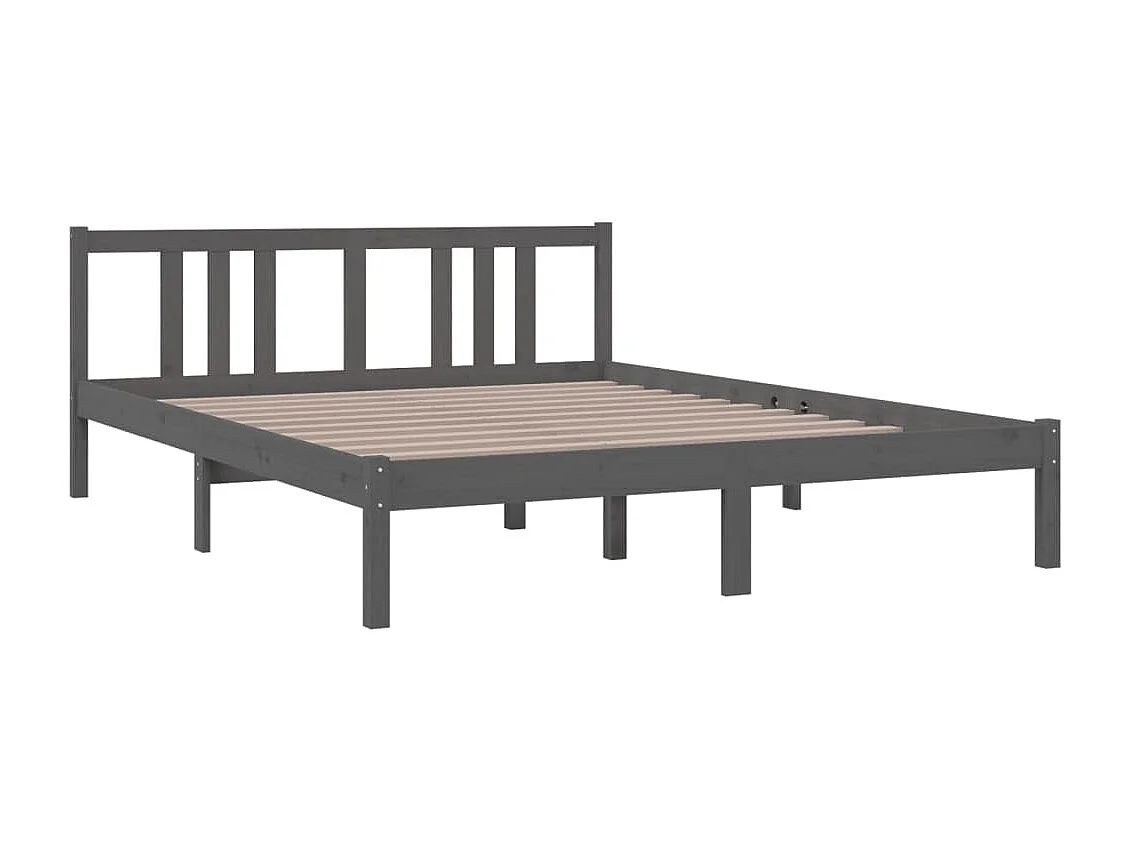 Lit-150x200 cm Gris Bois massif Très grand EGGB57077