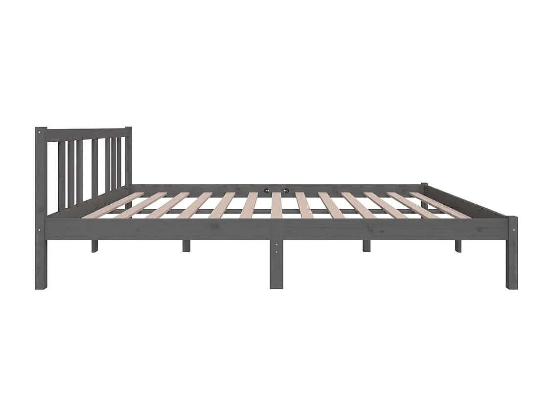 Lit-150x200 cm Gris Bois massif Très grand EGGB57077