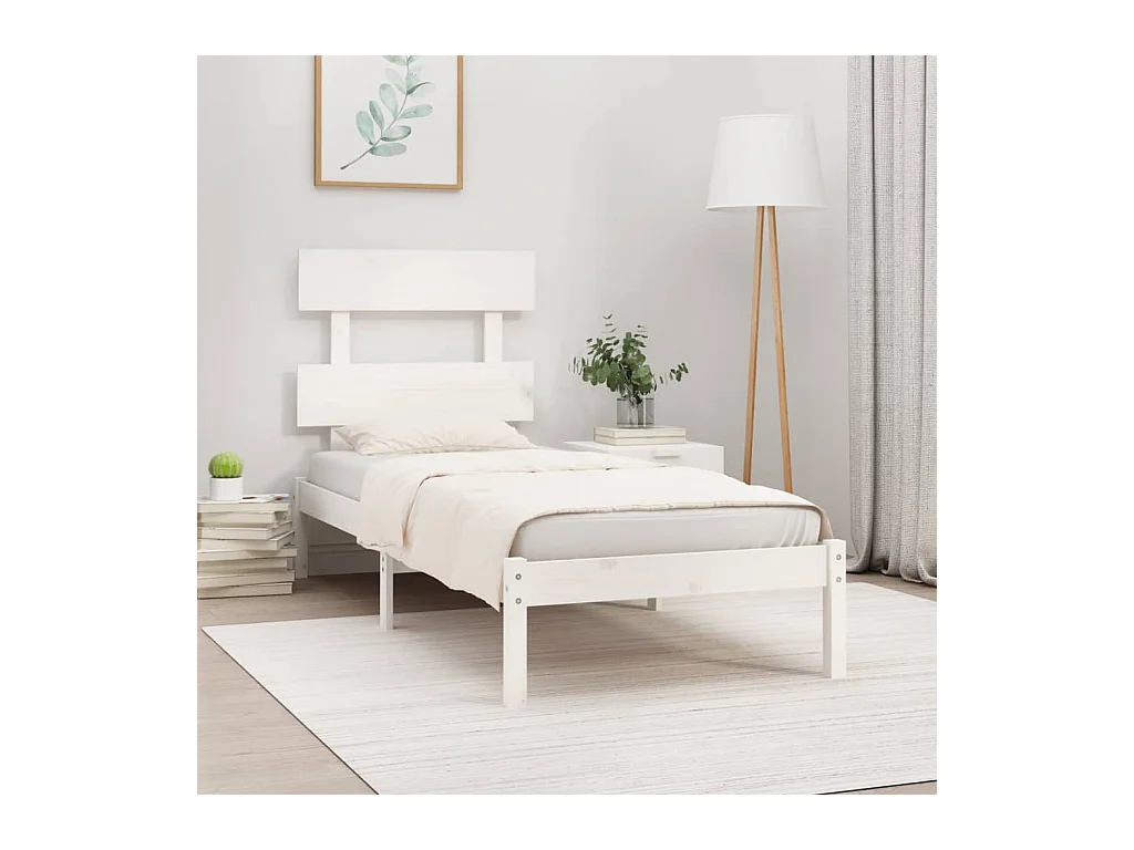 Lit-90x200 cm Blanc Bois massif EGGB11137