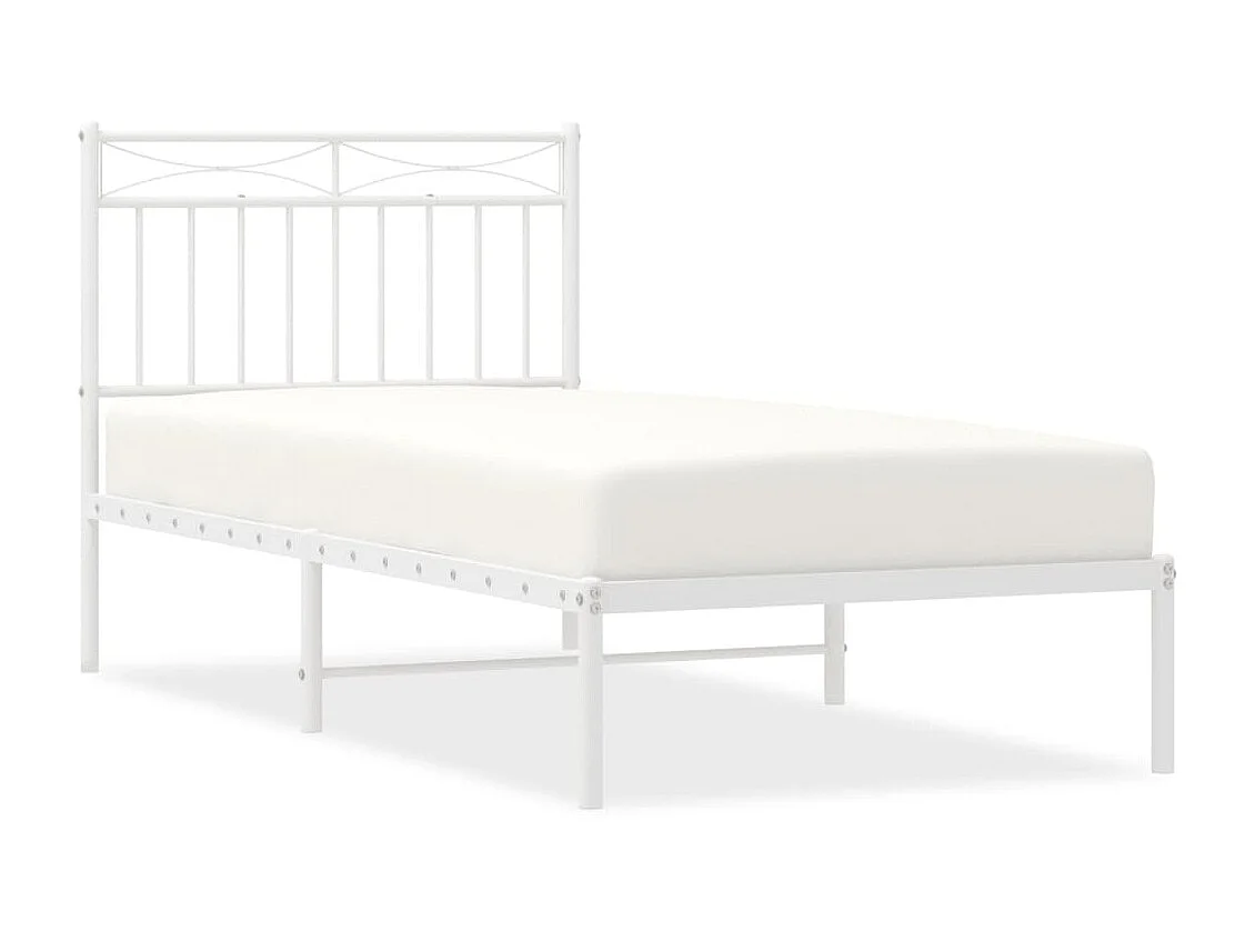 Bedframe met hoofdbord metaal wit 90x190 cm NL80756