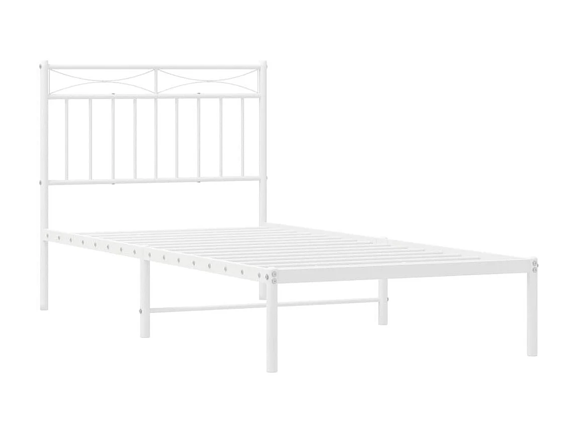 Bedframe met hoofdbord metaal wit 90x190 cm NL80756