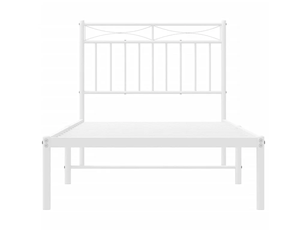 Bedframe met hoofdbord metaal wit 90x190 cm NL80756