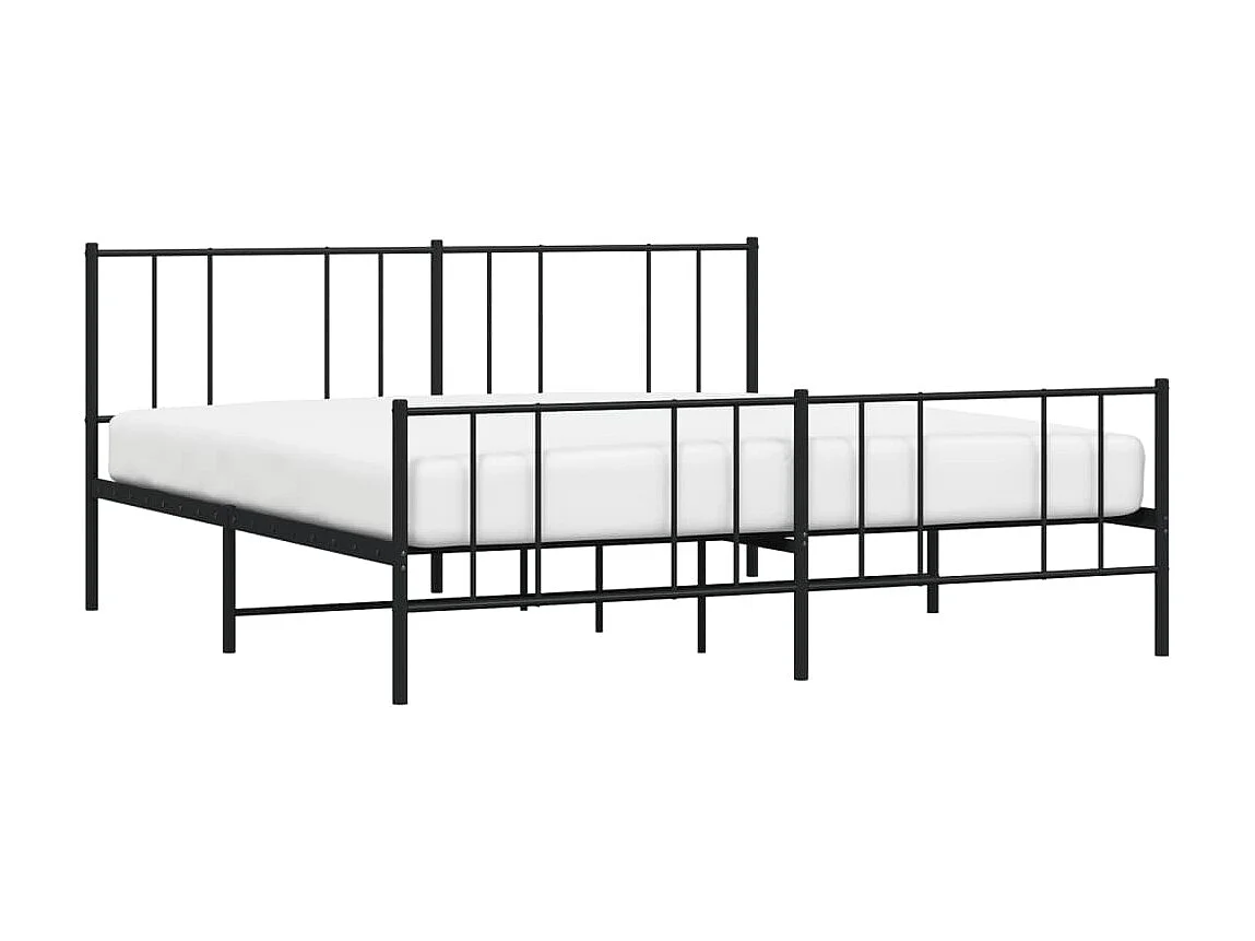 Lit-180x200 cm métal avec tête de lit/pied de lit noir EGGB36000