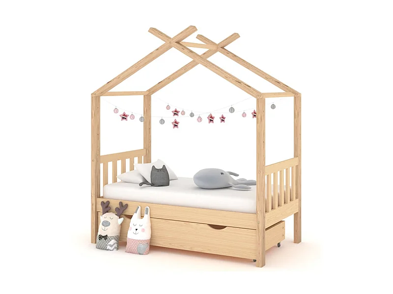 Cama para criança c/ gaveta 70x140 cm pinho maciço PT864113