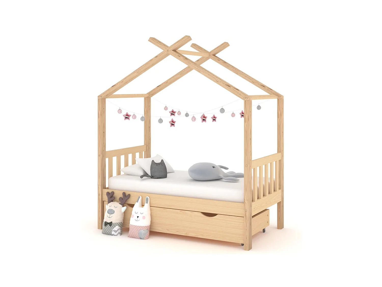 Lit-70x140 cm d'enfant avec tiroir Bois de pin massif EGGB53610