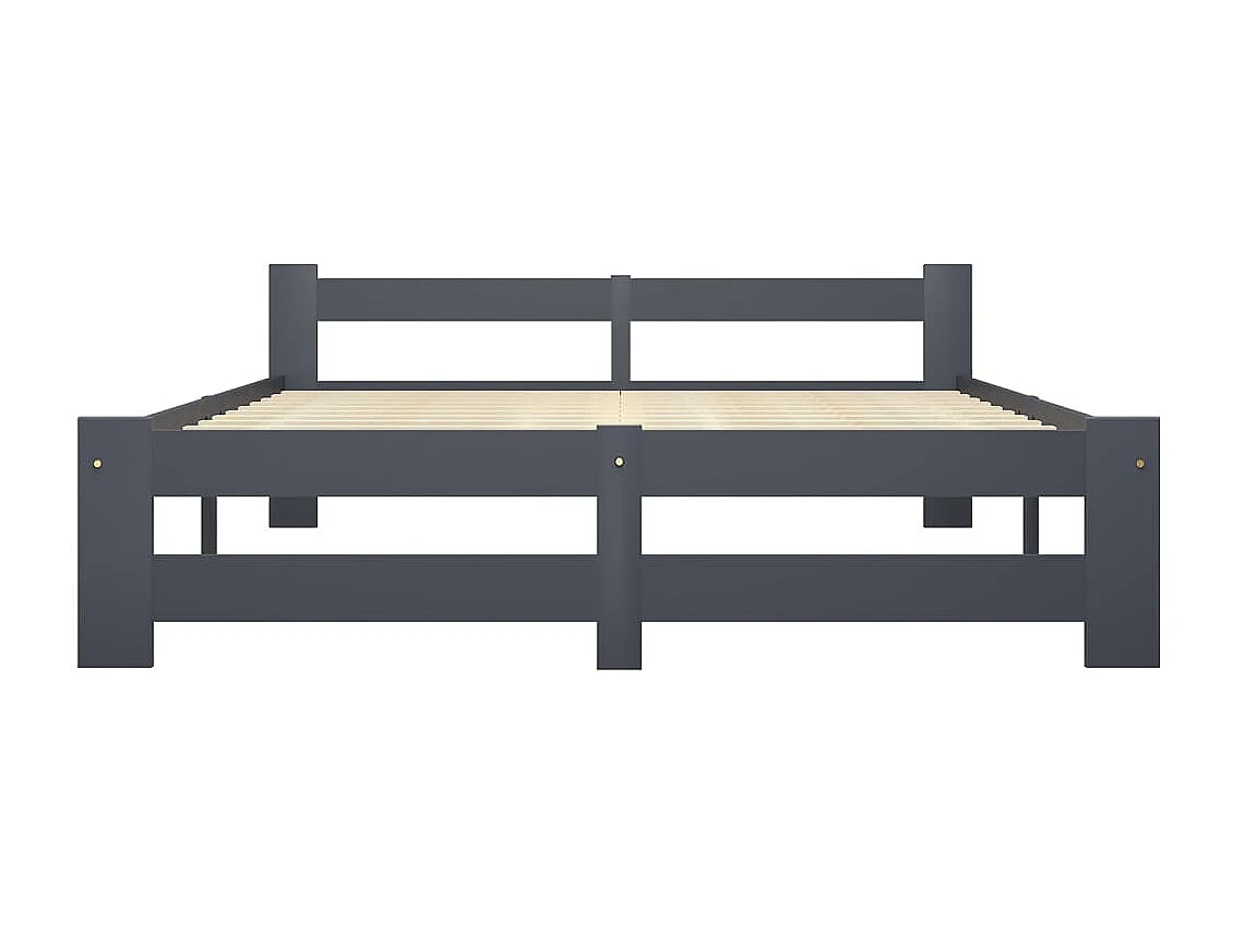 Lit-140x200 cm Gris foncéé Bois de pin massif EGGB11308