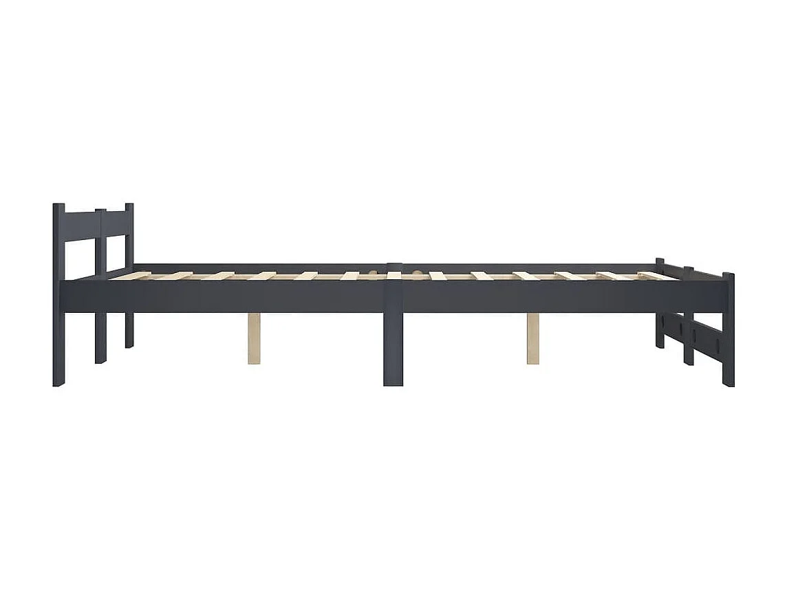 Cama 140x200 cm madera maciza de pino gris oscuro ES67067