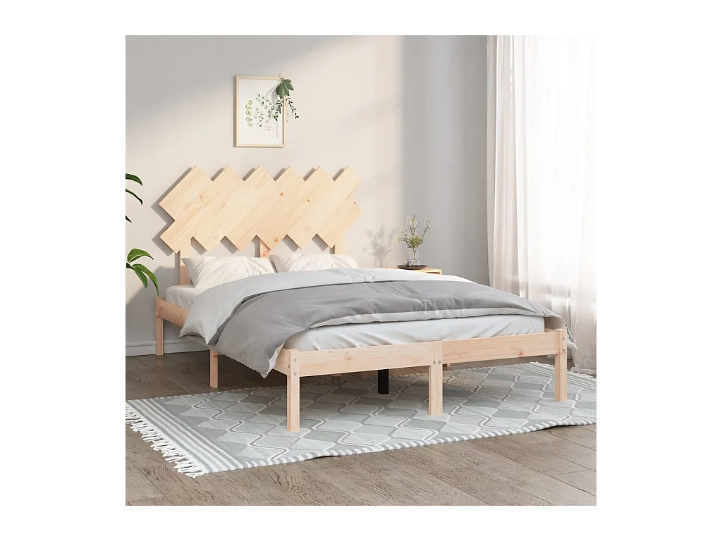 Lit-135x190 cm Double Bois massif EGGB23520
