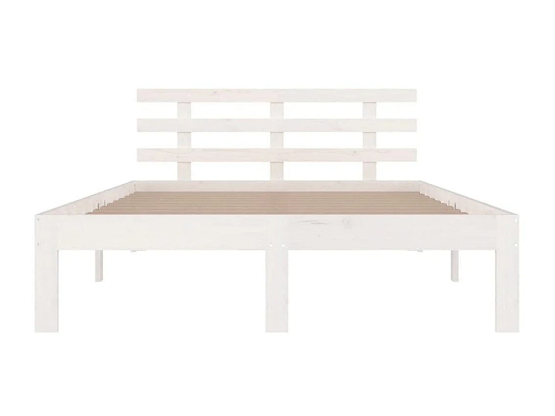 Cama casal 135x190 cm madeira maciça branco PT584589