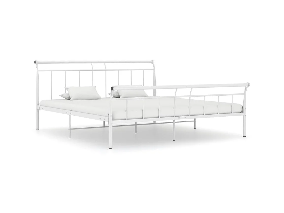 Lit-160x200 cm Blanc Métal EGGB82156