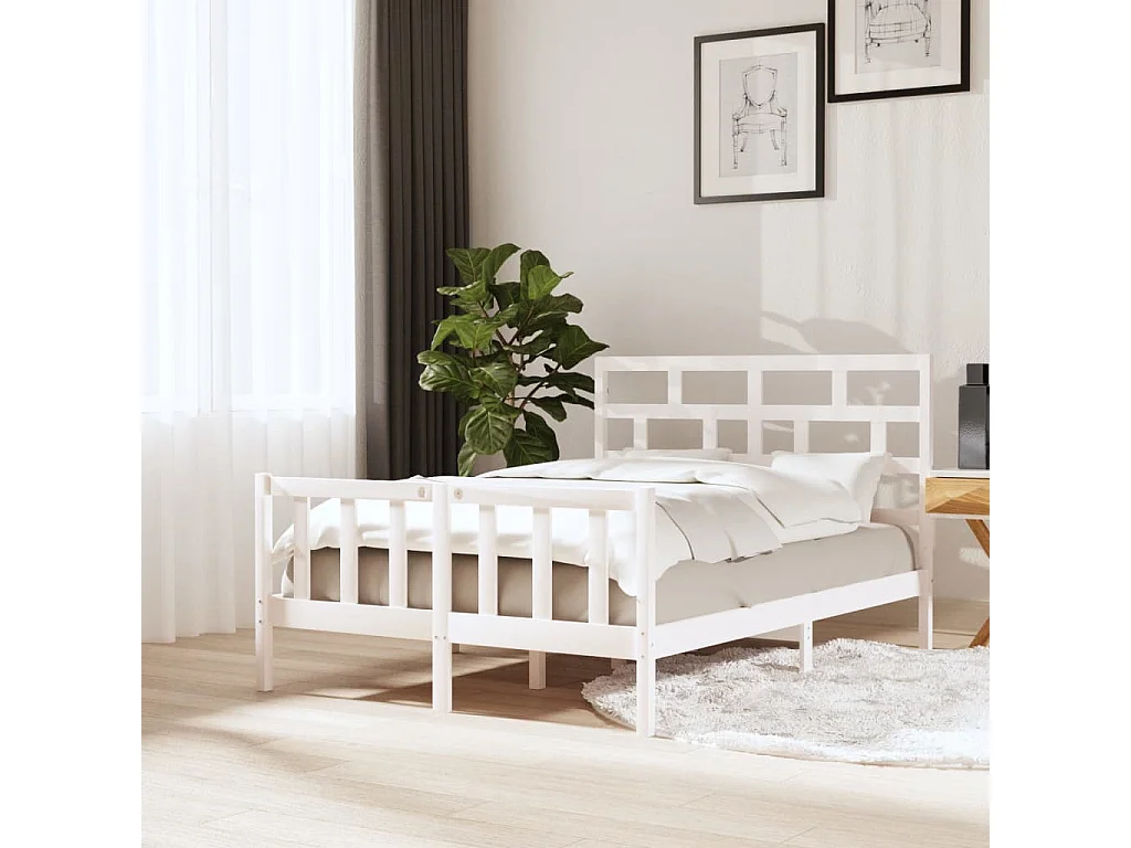 Lit-120x200 cm Blanc Bois de pin massif EGGB66757