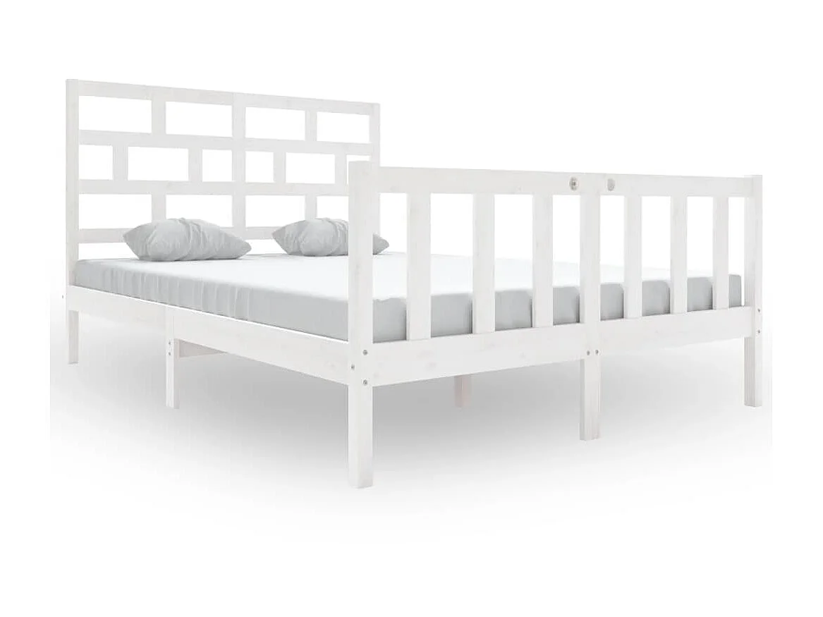 Lit-120x200 cm Blanc Bois de pin massif EGGB66757