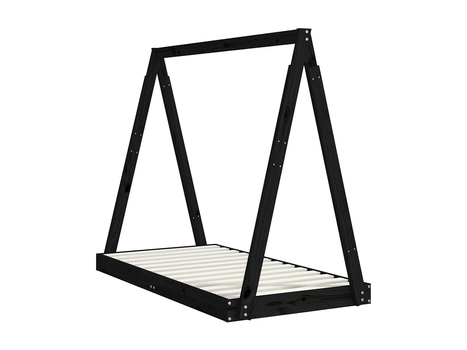 Kinderbedframe 70x140 cm massief grenenhout zwart NL89646