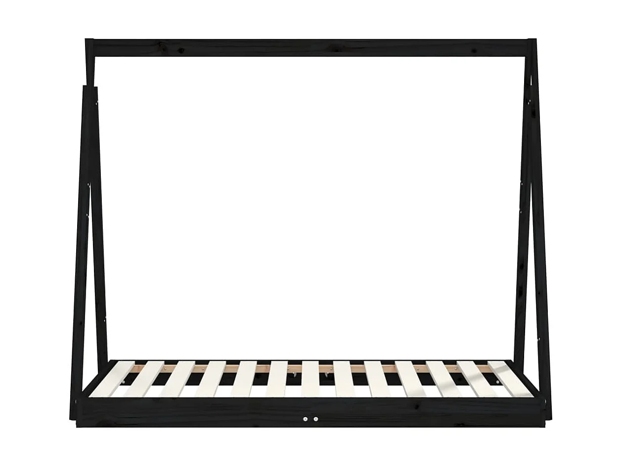 Kinderbedframe 70x140 cm massief grenenhout zwart NL89646