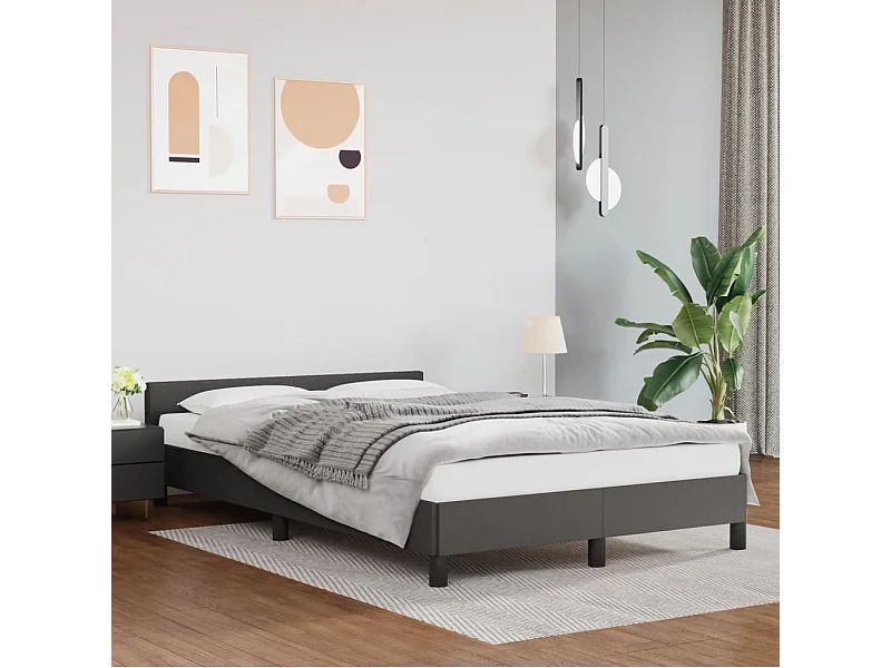 Lit-120x200 cm avec tête de lit Gris Similicuir EGGB99249