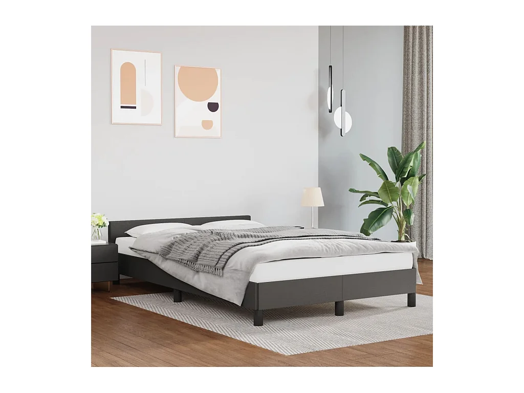 Lit-120x200 cm avec tête de lit Gris Similicuir EGGB99249