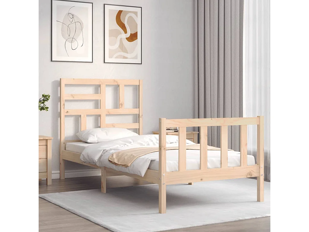 Bedframe met hoofdbord massief hout NL92353