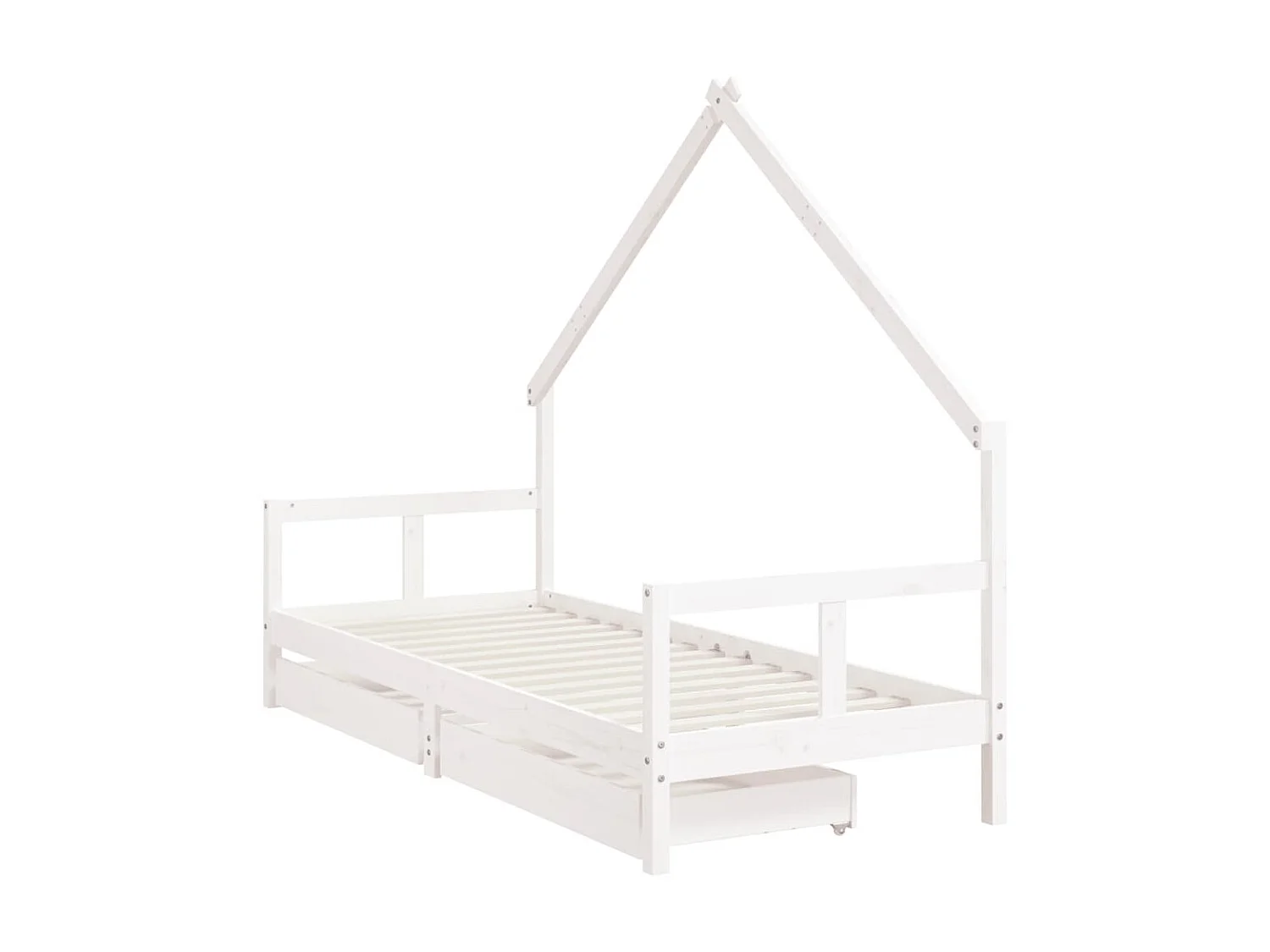 Lit-80x200 cm enfant tiroirs blanc bois de pin massif EGGB83169