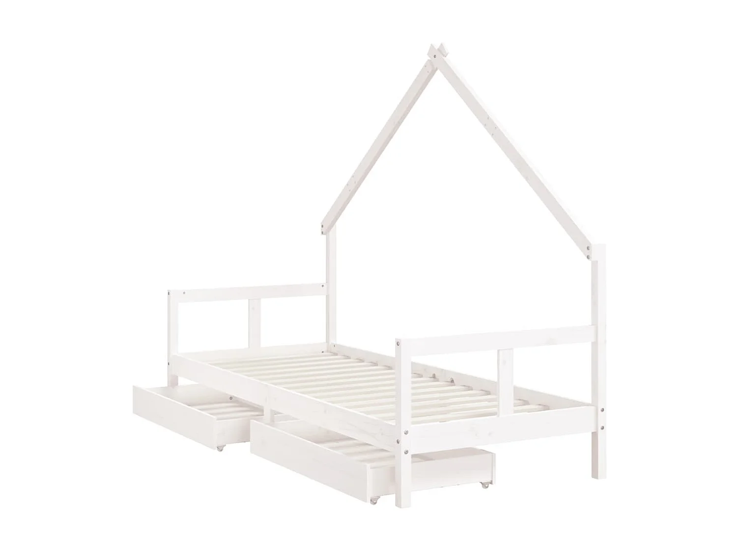 Lit-80x200 cm enfant tiroirs blanc bois de pin massif EGGB83169