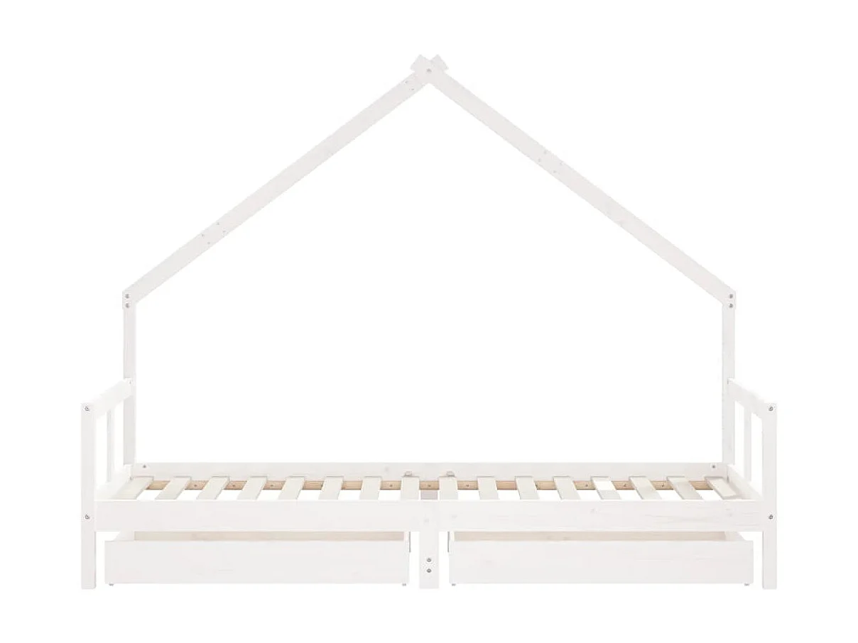 Cama 80x200 cm niños con cajones madera pino blanco ES17473