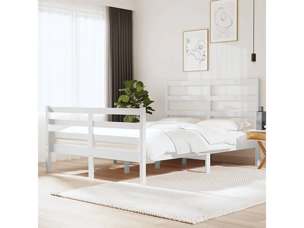 Bedframe massief grenenhout wit 120x190 cm NL54158