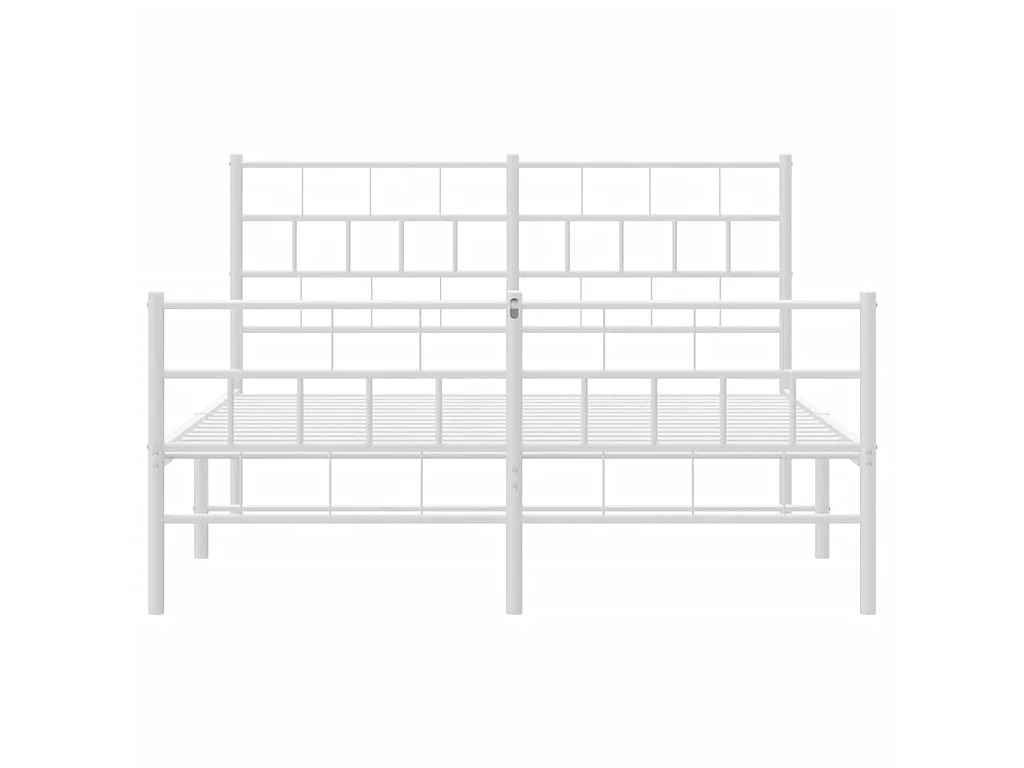 Lit-140x190 cm métal avec tête de lit/pied de lit blanc EGGB37498