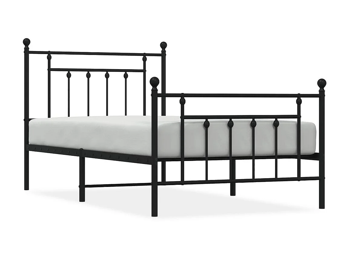 Lit-100x190 cm métal avec tête de lit/pied de lit noir EGGB31154