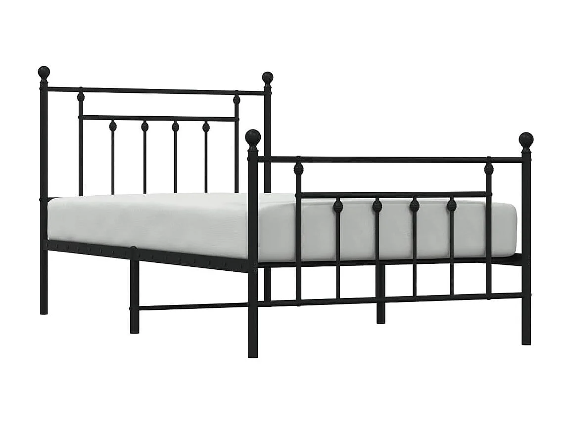 Lit-100x190 cm métal avec tête de lit/pied de lit noir EGGB31154