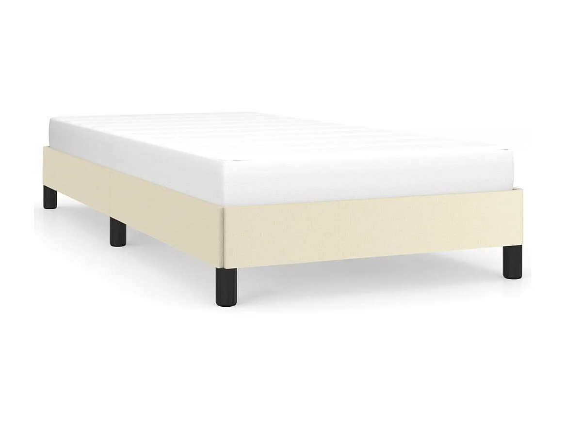 Cama 90x200 cm de cuero sintético color crema ES87963
