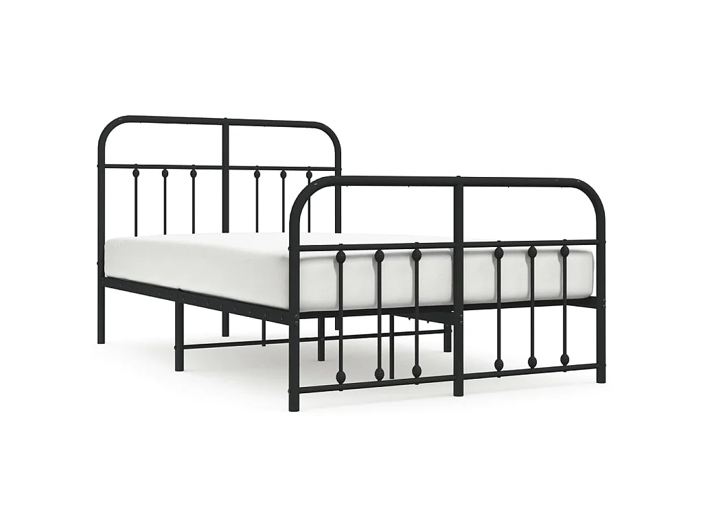 Lit-120x190 cm métal avec tête de lit/pied de lit noir EGGB52172