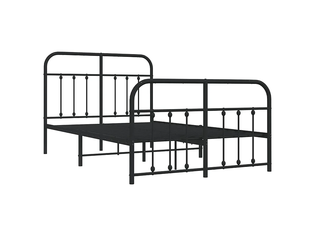 Lit-120x190 cm métal avec tête de lit/pied de lit noir EGGB52172