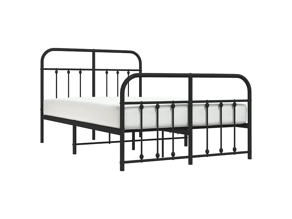 Lit-120x190 cm métal avec tête de lit/pied de lit noir EGGB52172