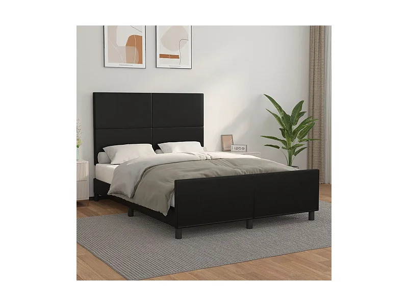 Bedframe met hoofdbord kunstleer zwart 140x200 cm NL15809
