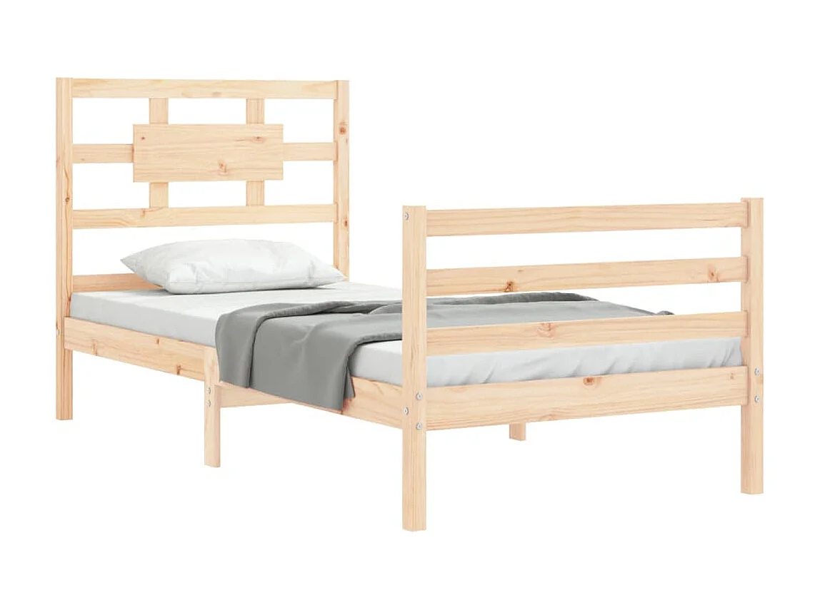 Lit-90x190 cm avec tête de lit simple bois massif EGGB68791